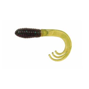 Big Bite Baits - 2_ Ring Triple Tip Grub - Junebug_Chartreuse Tail