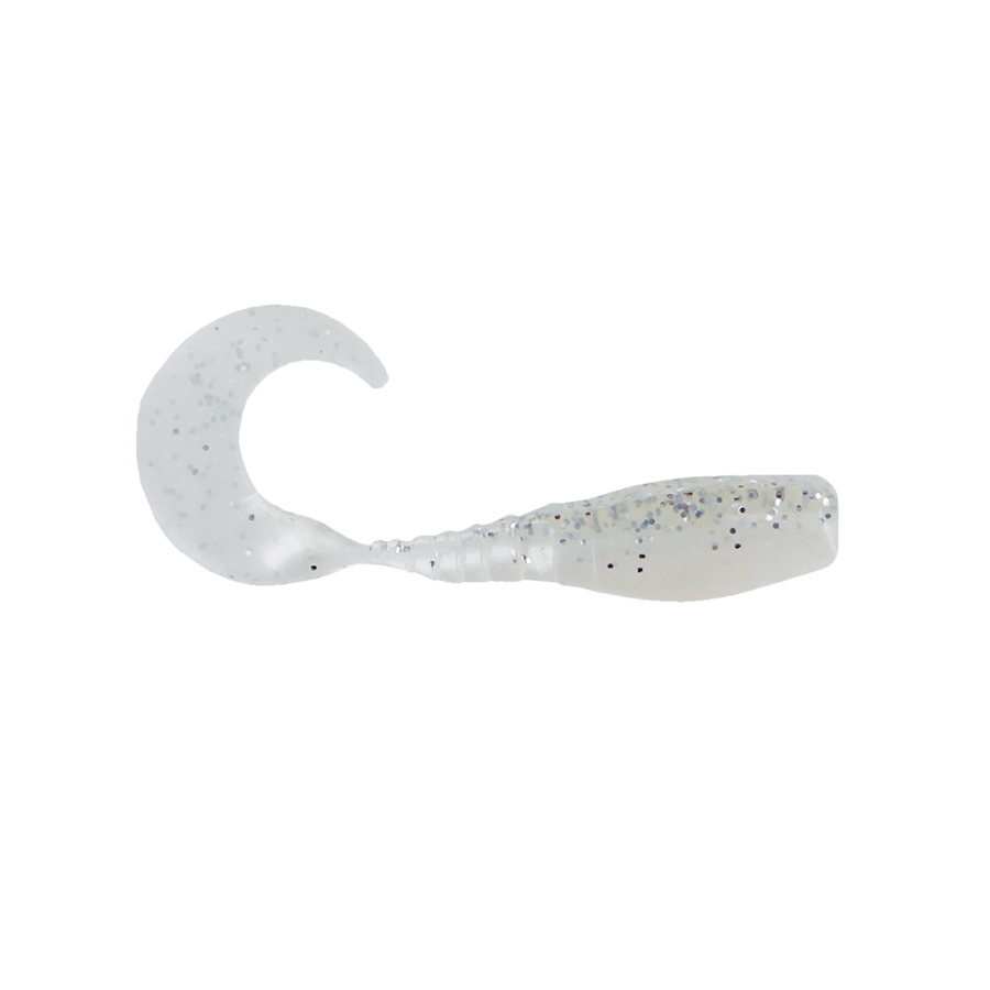 Big Bite Baits - 2 Curly Tail Crappie Minnr - Silver Glitter/Pearl