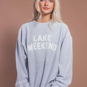 Charlie Southern Lake Weekend Faded Blue Corded Sweatshirt front
