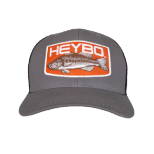 Heybo Big Bass Orange Patch Trucker Hat - Charcoal