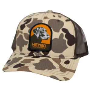 Heybo Orange Lab Patch Trucker Hat - Old School Camo