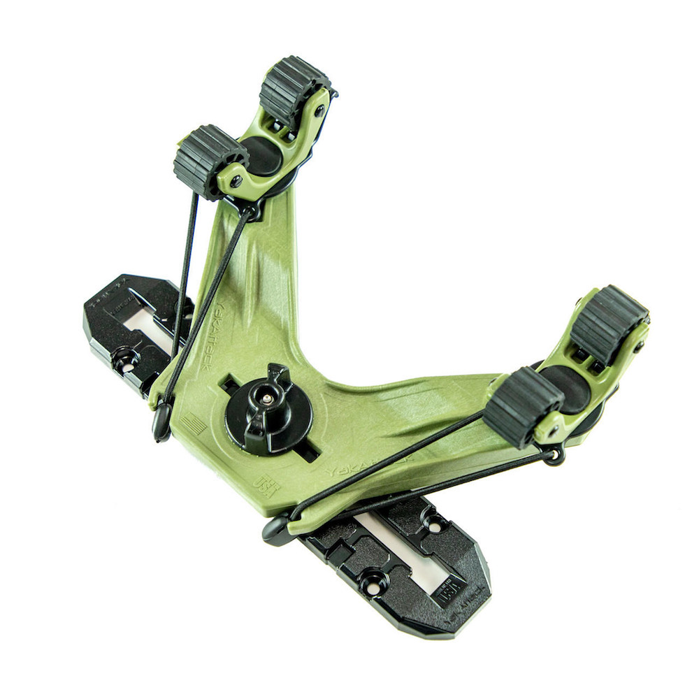 DoubleHeader with Dual RotoGrip Paddle Holders, Olive Green on mount