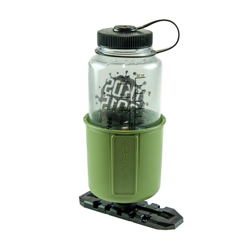 YakAttack MultiMount Cup Holder, Olive Green with cup